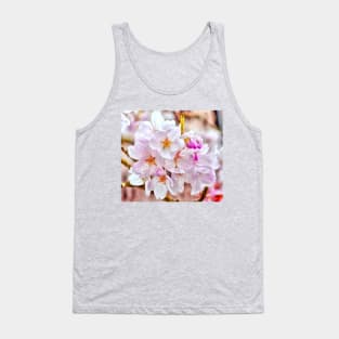 Delicate Washington Cherry Blossoms Macro - Watercolor Effect Tank Top